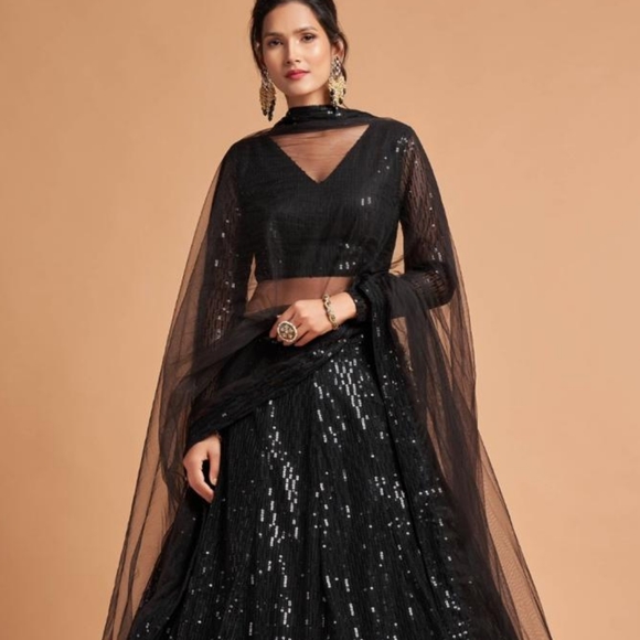 Modern Black Lehengha - Picture 1 of 3